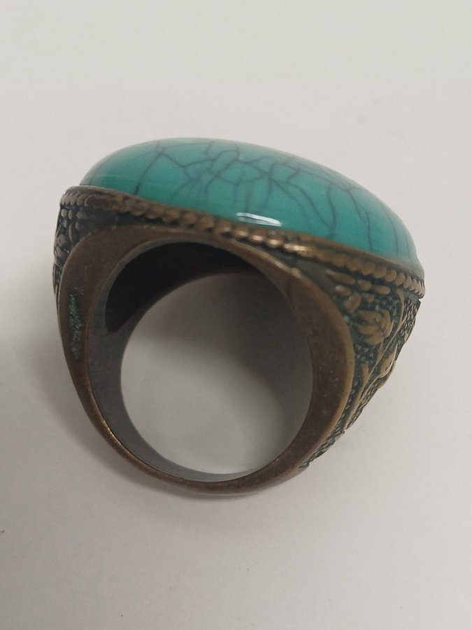 VINTAGE ÄLDRE RING MED TURKOS STEN