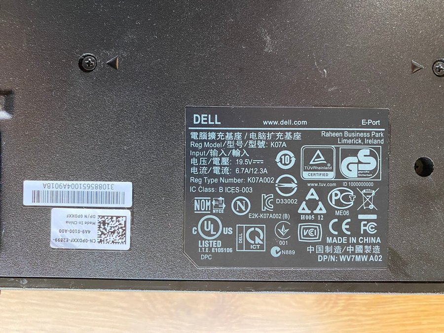 DELL Dell E-Port Docking station K07A Dockingstation - 0PDXXF