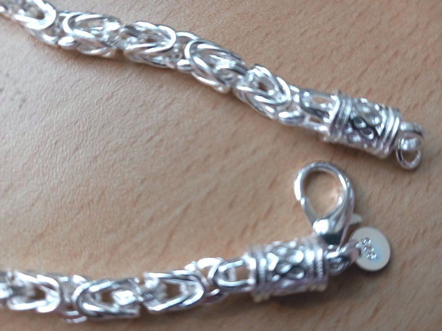 Silverhalsband sterling 925, massivt o vacker länk, silverpläterat 925 stämplat