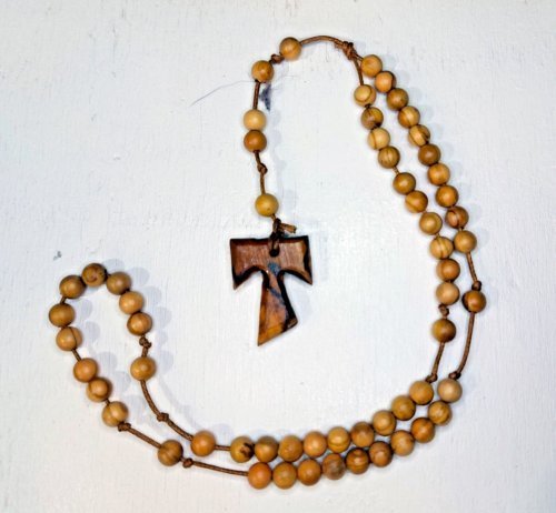 Rosary Tau of St. Francis of Assisi SP handmade wood Cross olive wood