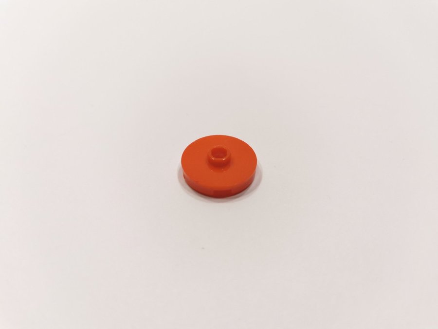 Lego - rund - platt - tile - open stud - 2x2 - part 18674 - röd