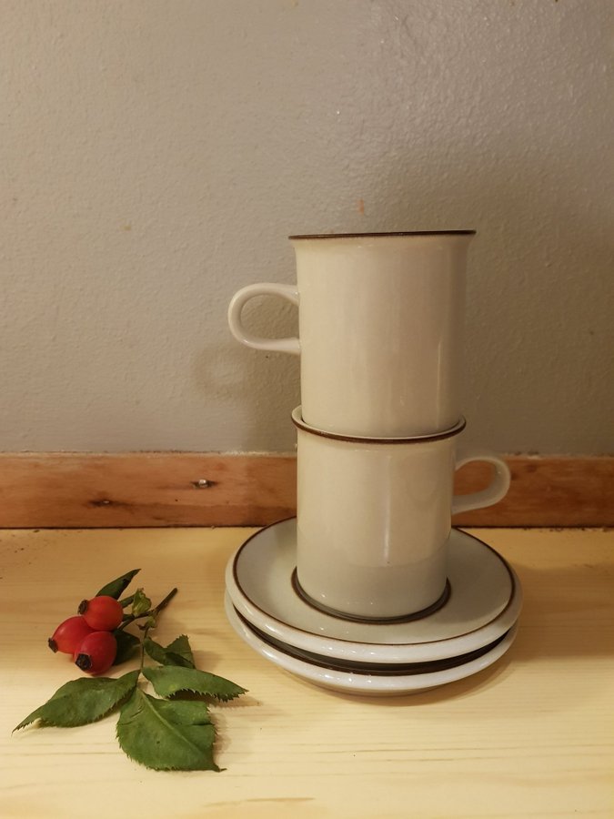 Retro Arabia kaffekoppar med fat, 2 st