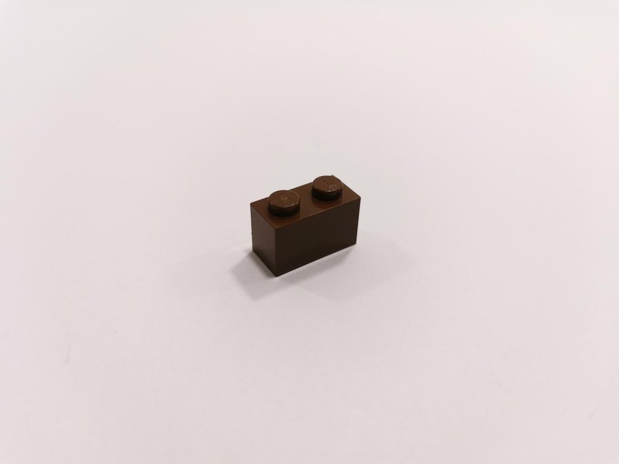 Lego - brick - bas - 1x2 - part 3004 - brun (old brown)