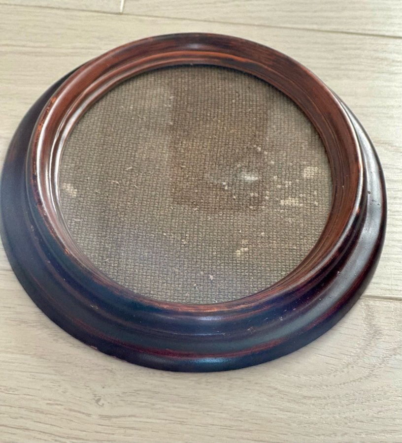 Äldre Träram Oval Fotoram Bildram med Glas Trä 21*16,5 cm Retro