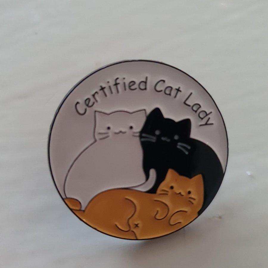 3 st söta katt-pins Antidepressiv Catitude Certified Catlady