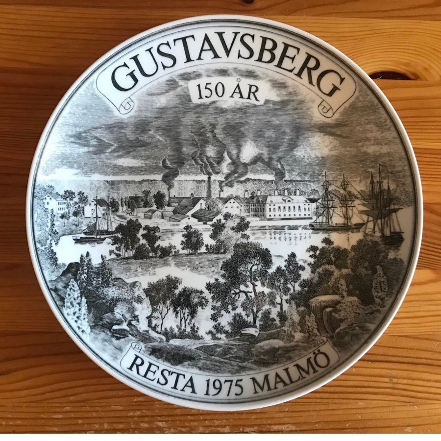 Kuriosa Gustavsberg 150 år 1975 Motiv Fabriken Farstaviken från 1875 Fint Skick