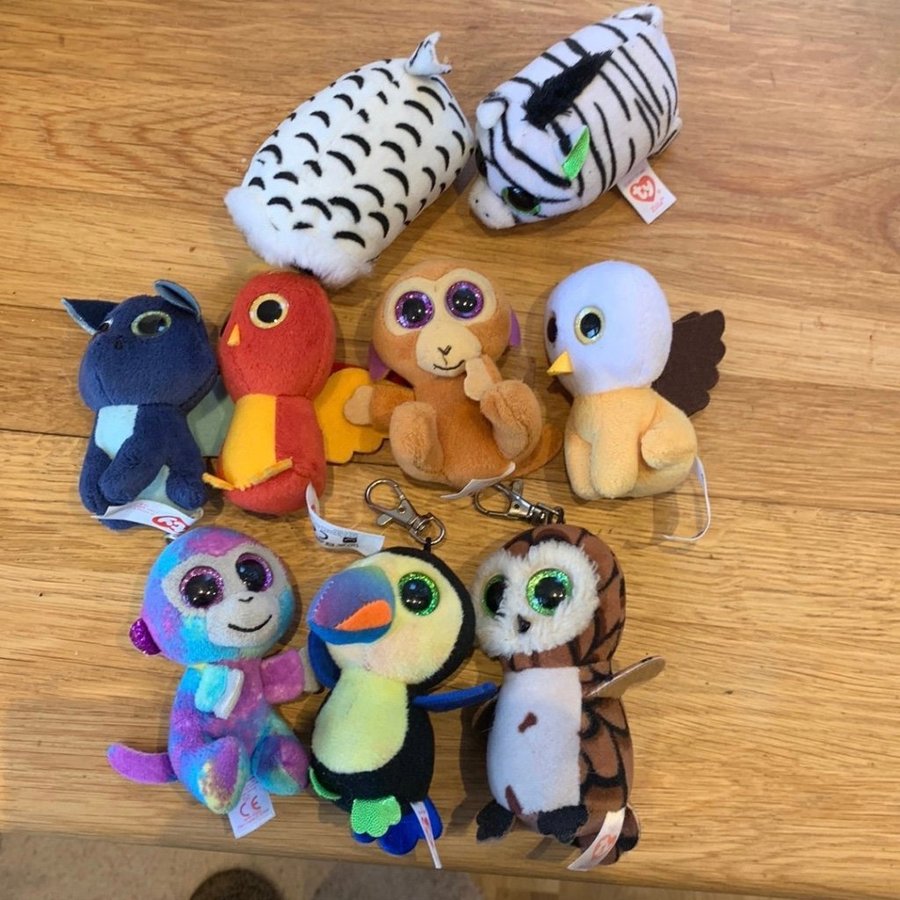 9 st Ty Beanie Boos, nyckelring och små TY