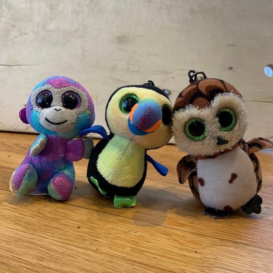 9 st Ty Beanie Boos, nyckelring och små TY