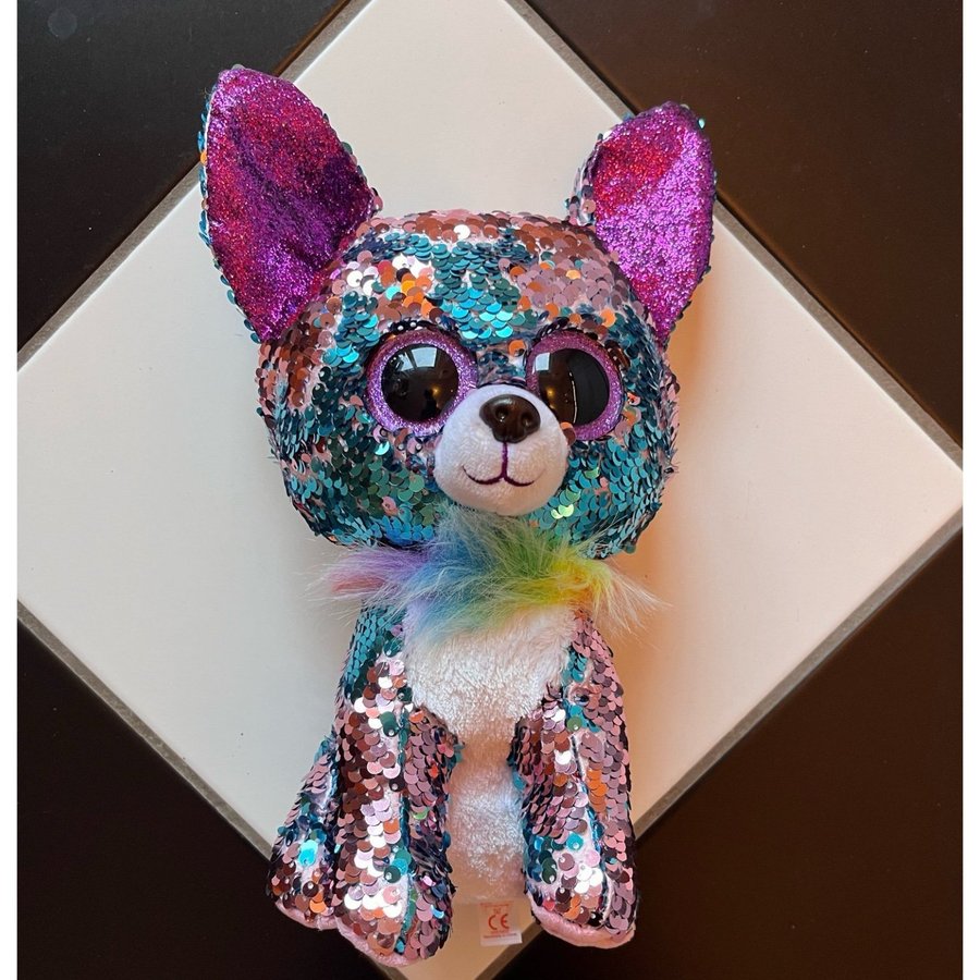 Gosedjur Ty Beanie Boo ”Yappy” - Glittrig hund