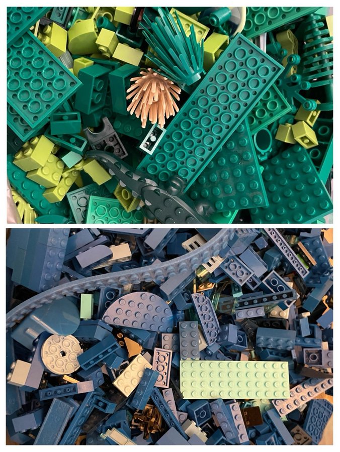 Lego i grönt och blått