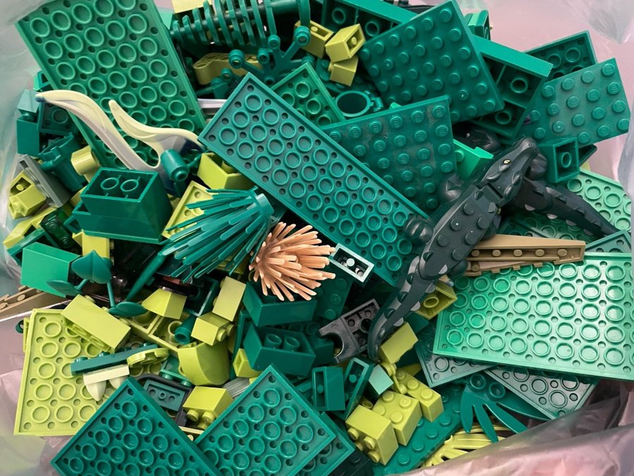 Lego i grönt och blått