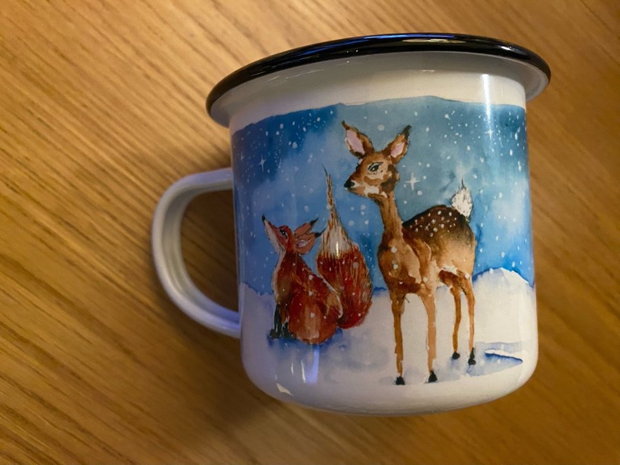 Emaljmugg med vintermotiv - Julklapp - Muggar - Jul - Present - Mugg