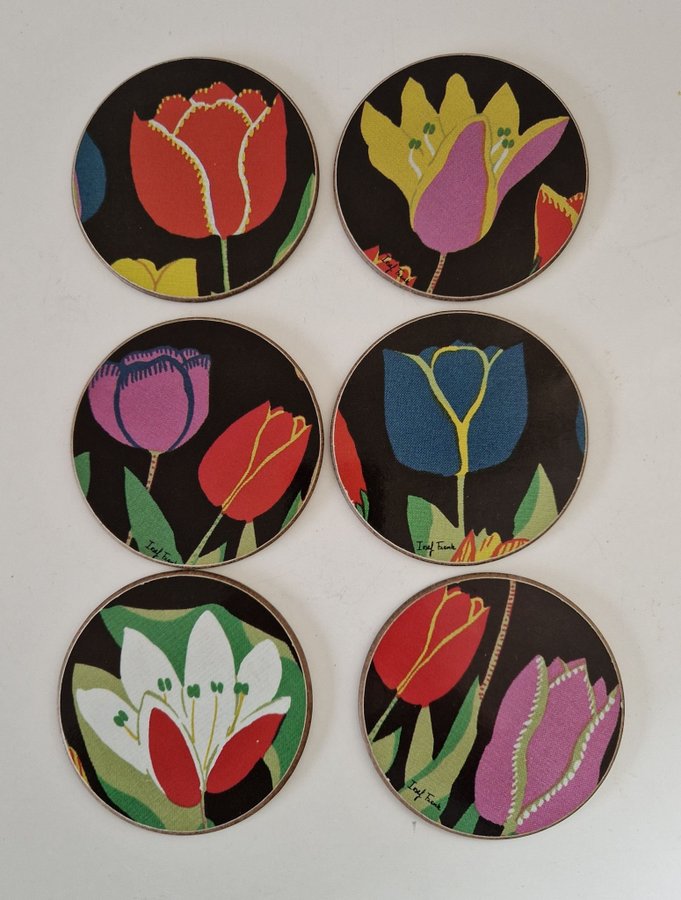 6 st äldre coasters Svenskt Tenn Tulpan Josef Frank