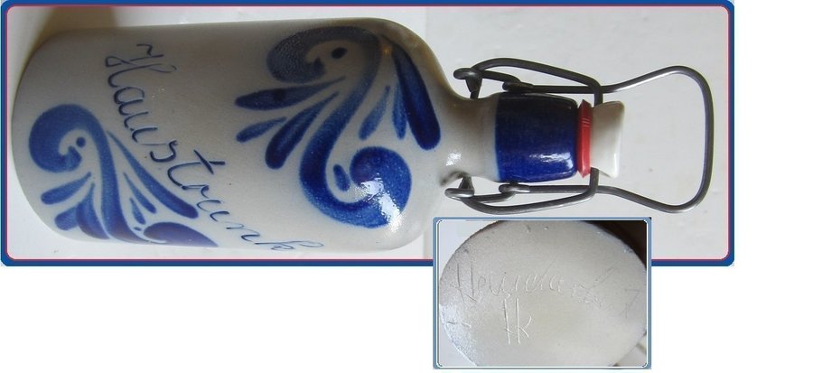 Rare Find! VINTAGE HK HAUSTRUNK GERMAN AIRTIGHT CERAMIC BOTTLE (SIGNED)