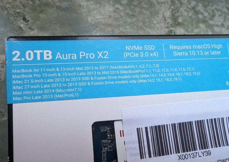 OWC Aura Pro X2 SSD - 2TB - För Apple MacBook Pro, MacBook Air, Mac mini, iMac