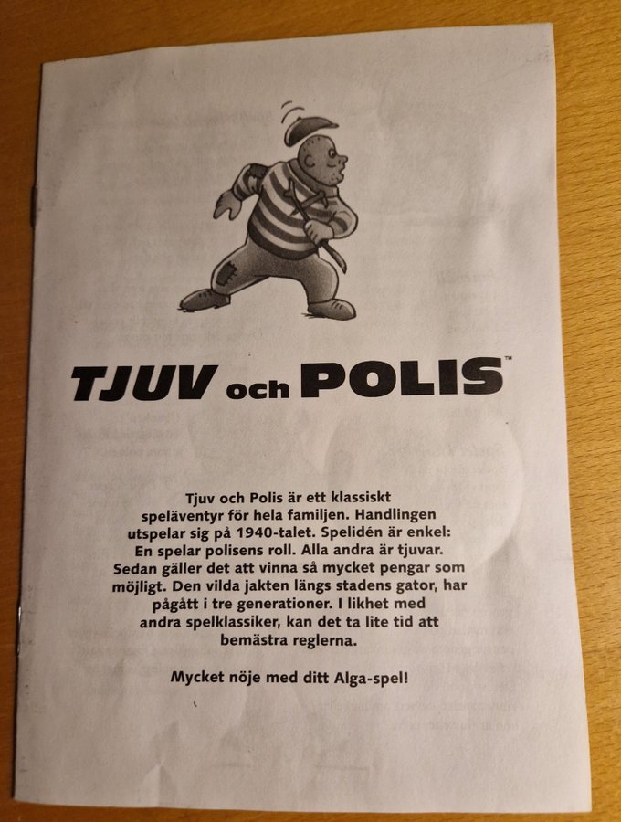 Tjuv och Polis brädspel Komplett Fint skick