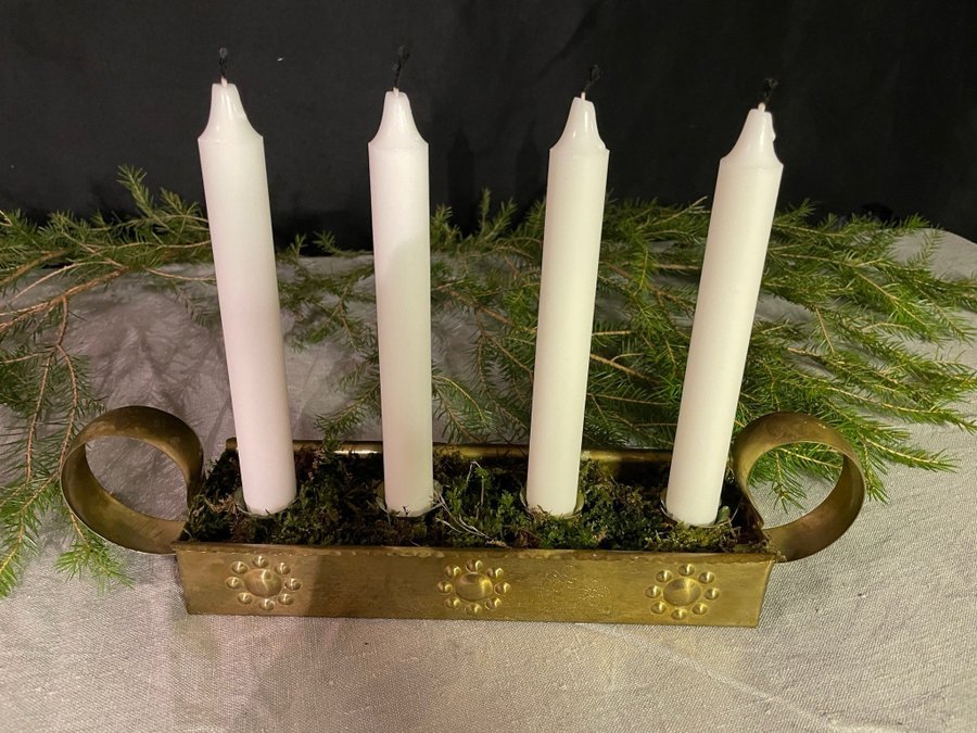 Nr:1 Vintage adventsljusstake mässing retro kronljus ljusstake jul advent