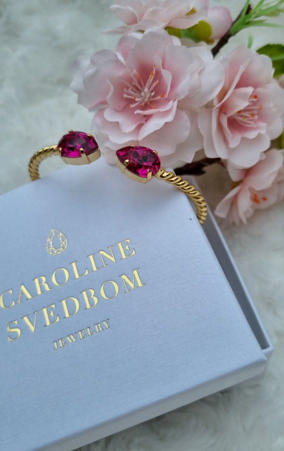 Nytt Caroline Svedbom armband Mini Drop Bracelet Gold FUSHIA