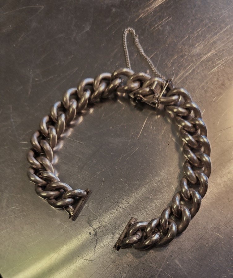 Äkta silverlänk till armbandsur, 21 cm