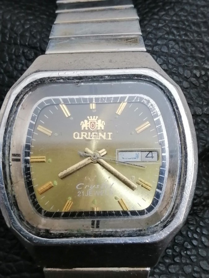 Äldre Orient Crystal 21 Jewels Automatisk Herrklocka