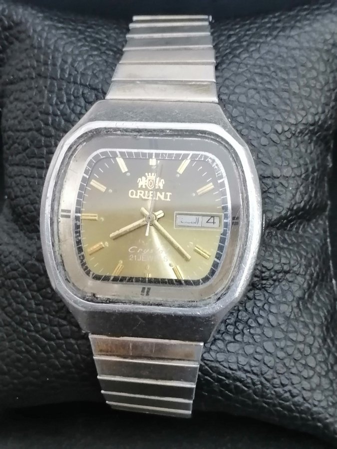 Äldre Orient Crystal 21 Jewels Automatisk Herrklocka