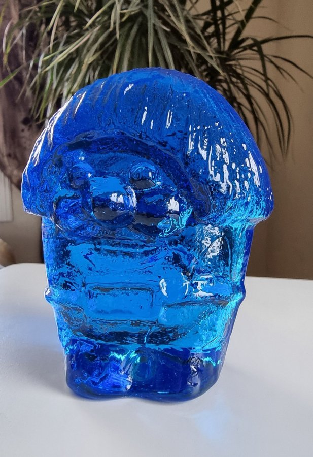 Glasskulptur-troll i blått glas SEA GLASBRUK KOSTA SWEDEN