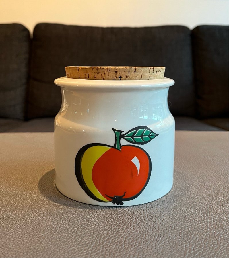 Arabia Finland Tutti-Frutti burk äpple med lock i fint skick. Ulla Procopé