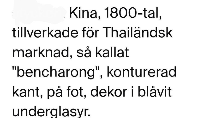 Bencharong fat Kina 1800-tal