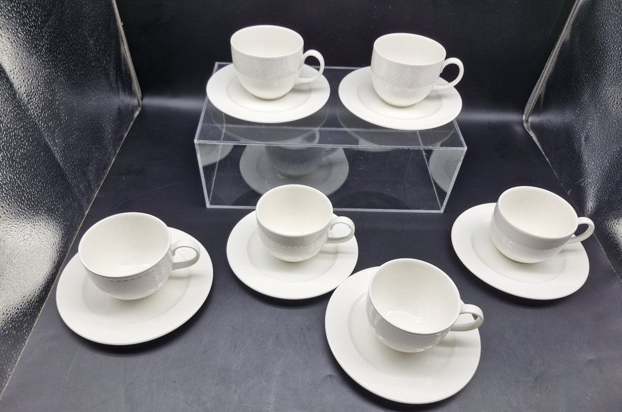 Villeroy  Boch Luxenbourg - 6 kaffekoppar + 6 fat - Rutmönster - NYSKICK