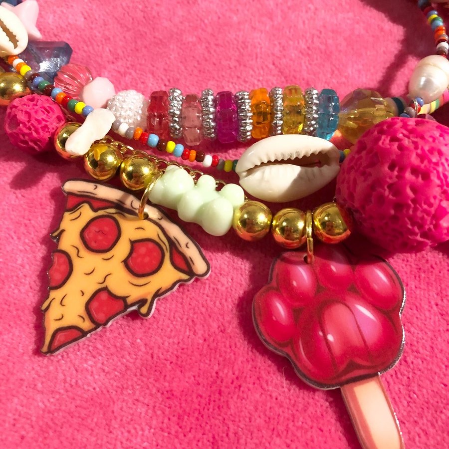 Hantverk halsband bijouteri Pizza time!