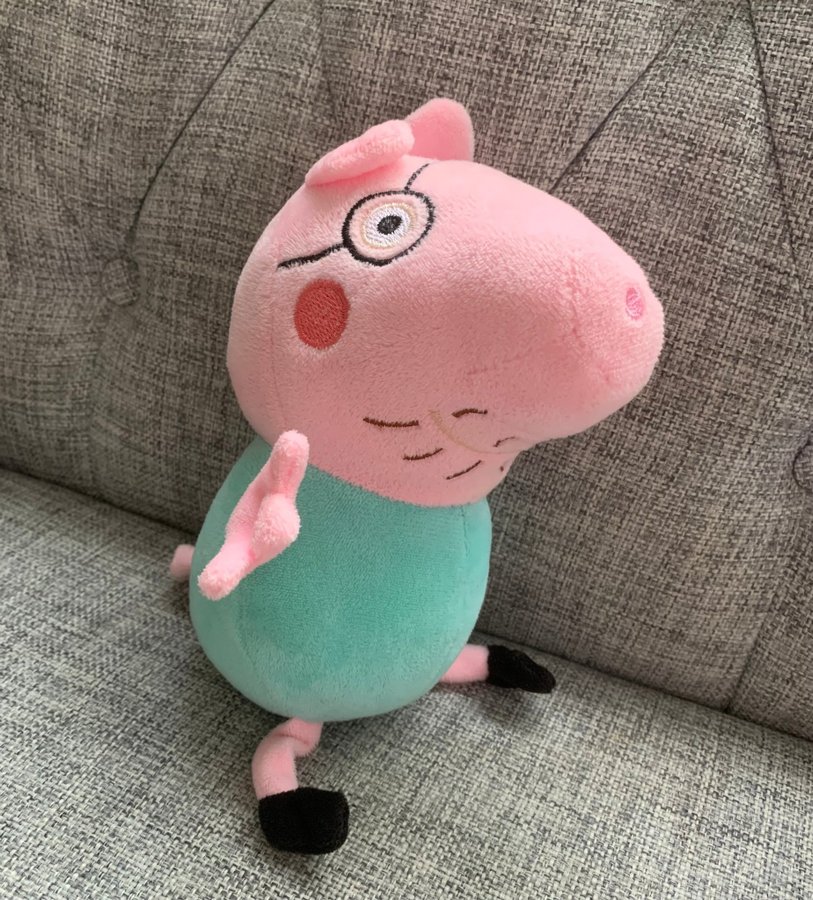 Peppa pig Greta gris pappa gosedjur mjukisdjur sugpropp skägg