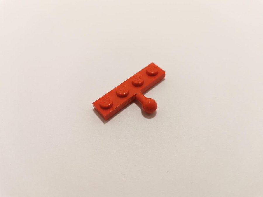 Lego - plate - koppling - hane - 1x4 - part 3184 - röd