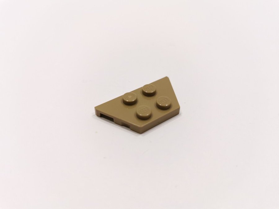 Lego - vinge - plate - hörn - 2x4 - part 51739 - biege (dark tan)