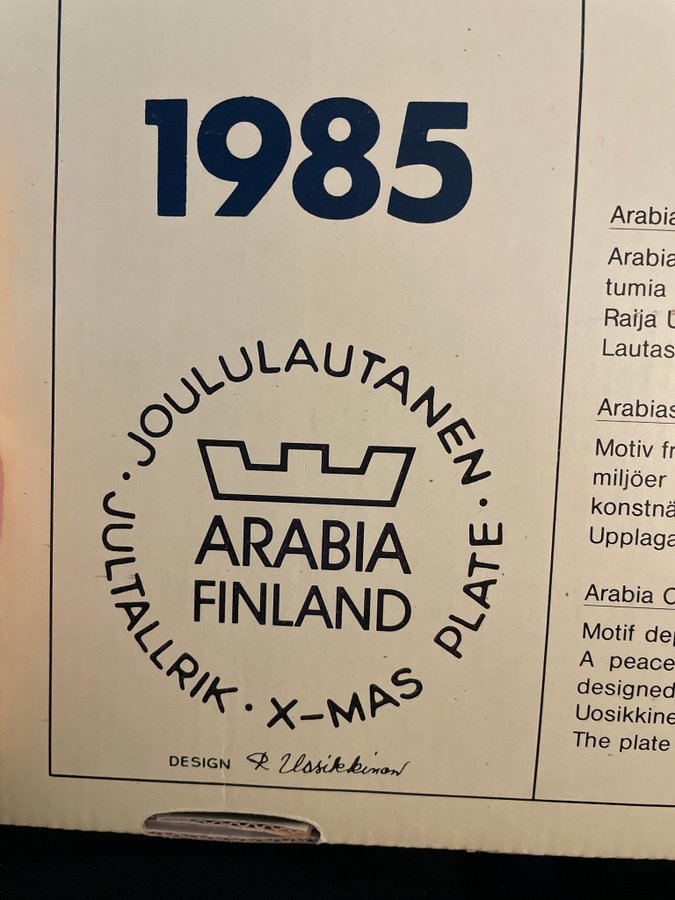 Arabia Jultallrik 1985