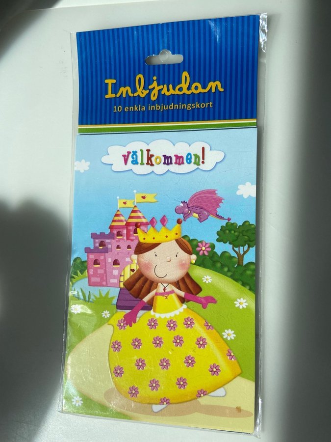 Inbjudningskort Barnkalas Prinsessa 10 st Nya