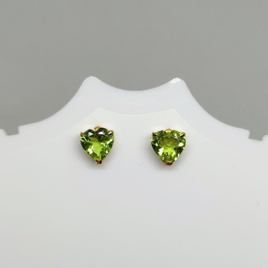 Natural Peridot Heart Earrings