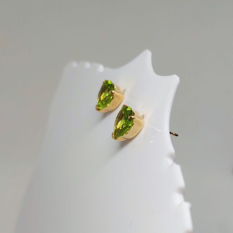 Natural Peridot Heart Earrings