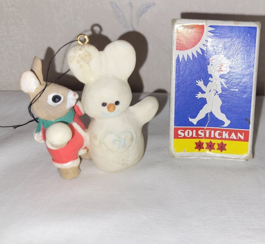 1991 HALLMARK årets julpynt KANIN rabbit  SNÖGUBBE snökanin