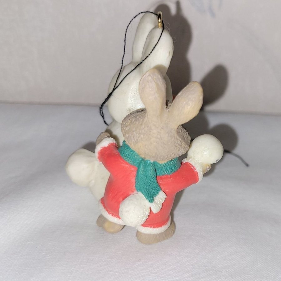 1991 HALLMARK årets julpynt KANIN rabbit  SNÖGUBBE snökanin