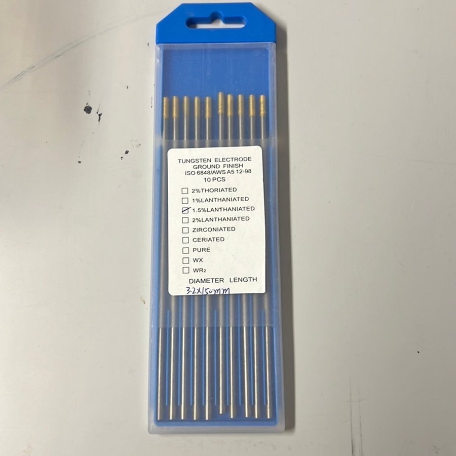 10st Wolframelektrod WL15 3.2mm guld