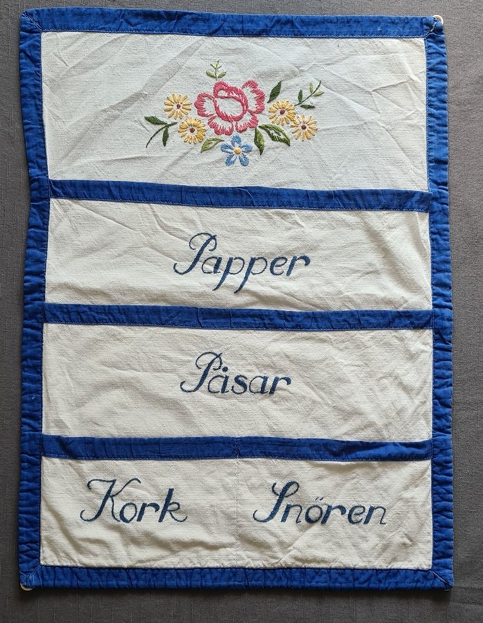 Vintage broderad väggbonad för papper påsar kork snören