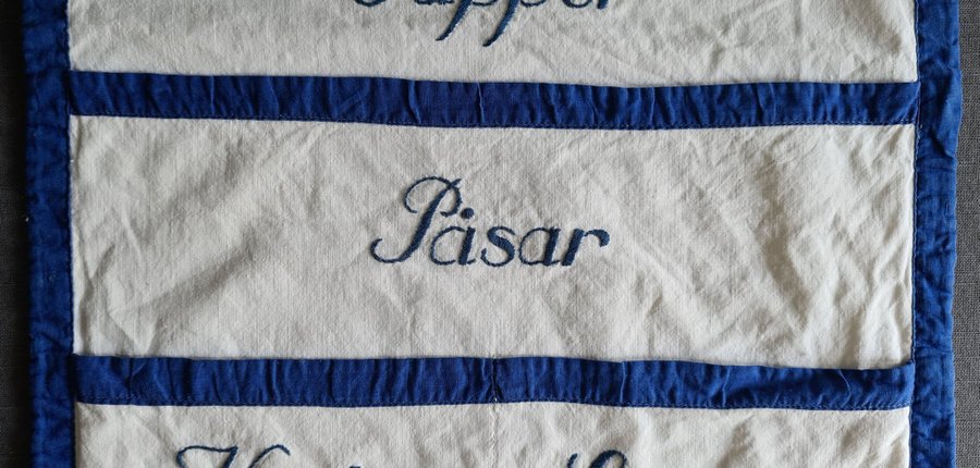 Vintage broderad väggbonad för papper påsar kork snören