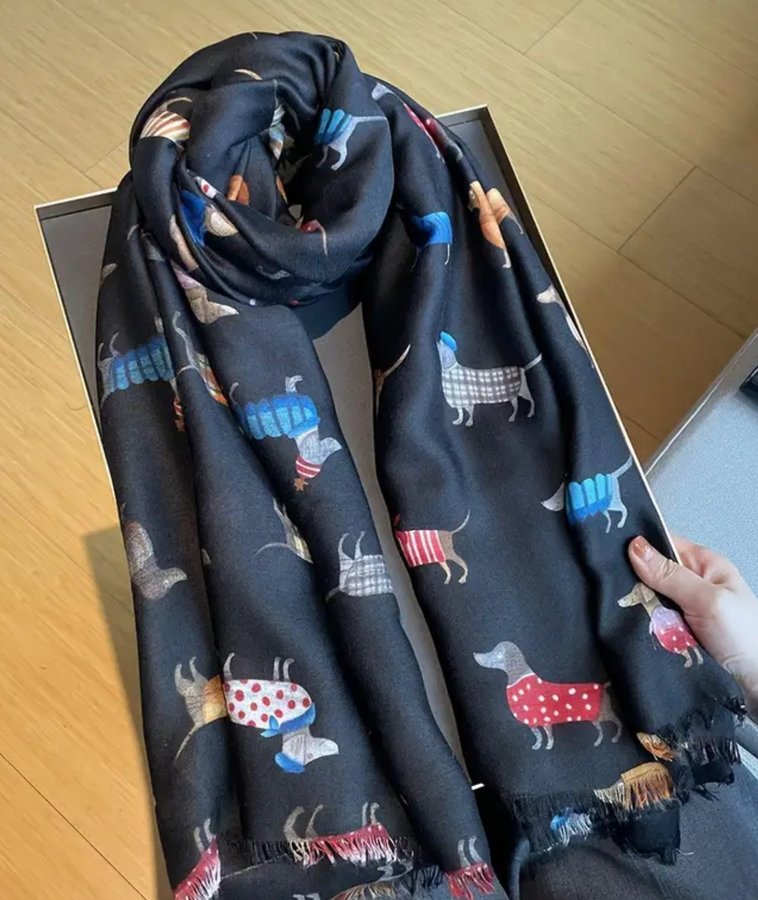 Tax hund sjal scarf halsduk ny oanvänd dachshund