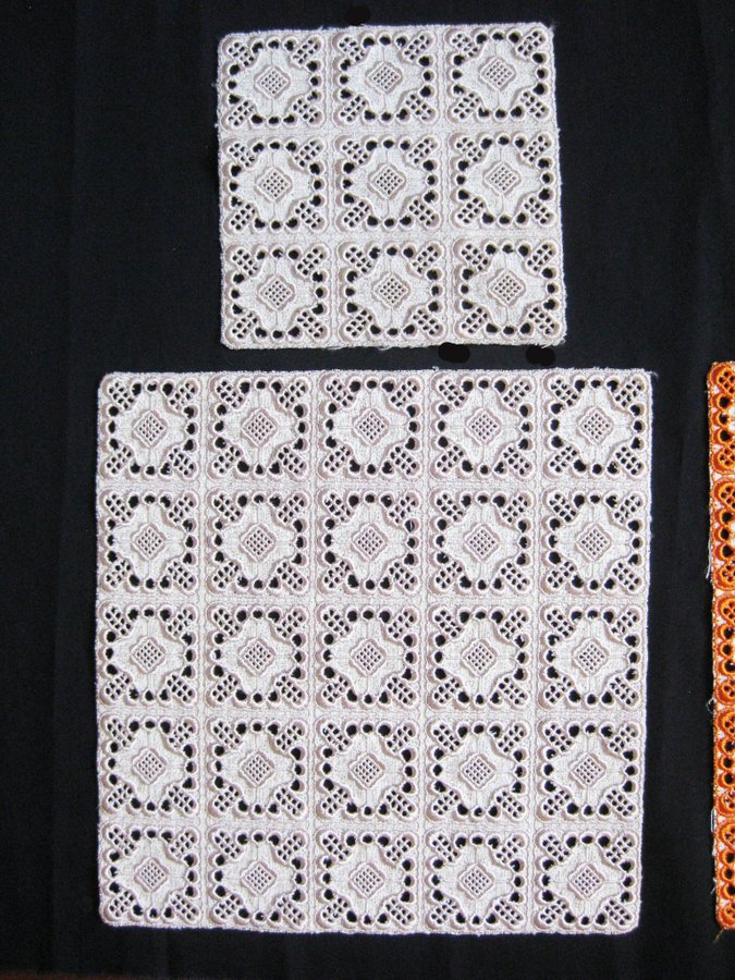 Vintage Löpare duk med Broderad Spetsmönster Hardanger 4 st