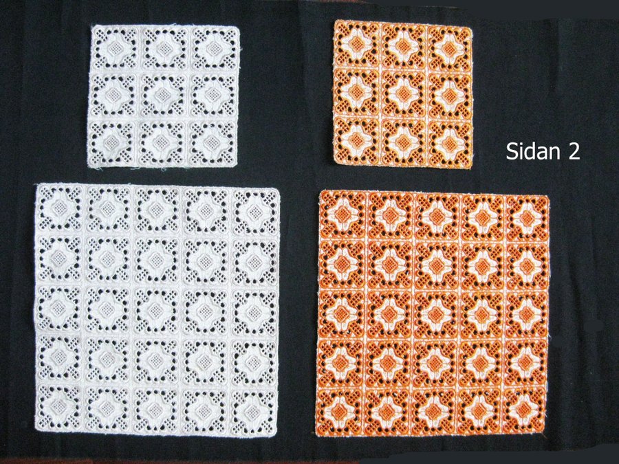 Vintage Löpare duk med Broderad Spetsmönster Hardanger 4 st