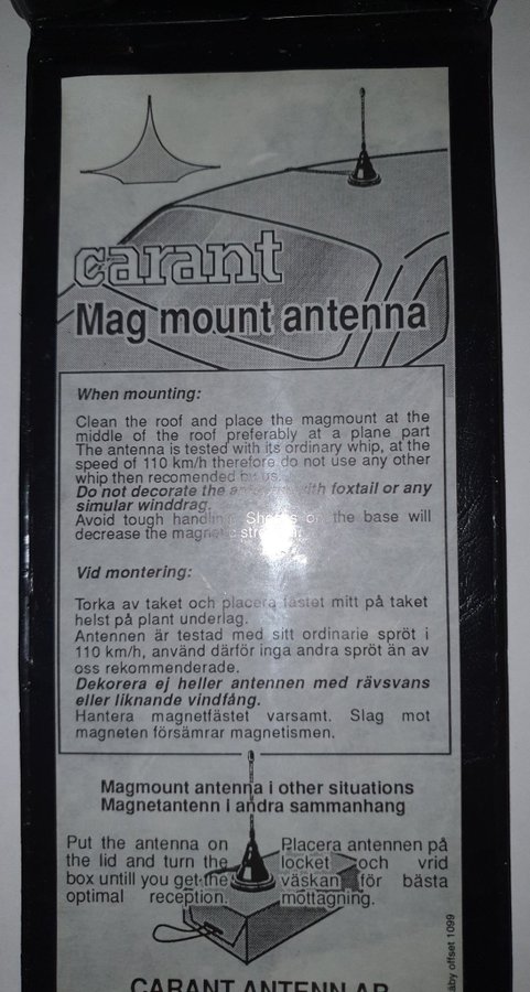 Carant Magnetic Pocket Antenna 900 MHz