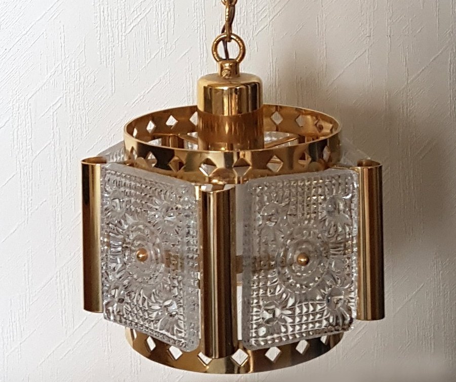 TAKLAMPA 1900-talet glas och mässing Vintage Retro