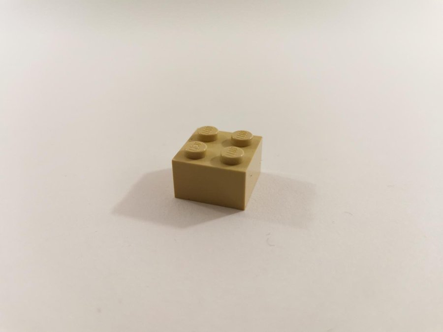 Lego - brick - bas - hög - 2x2 - part 3003 - tan