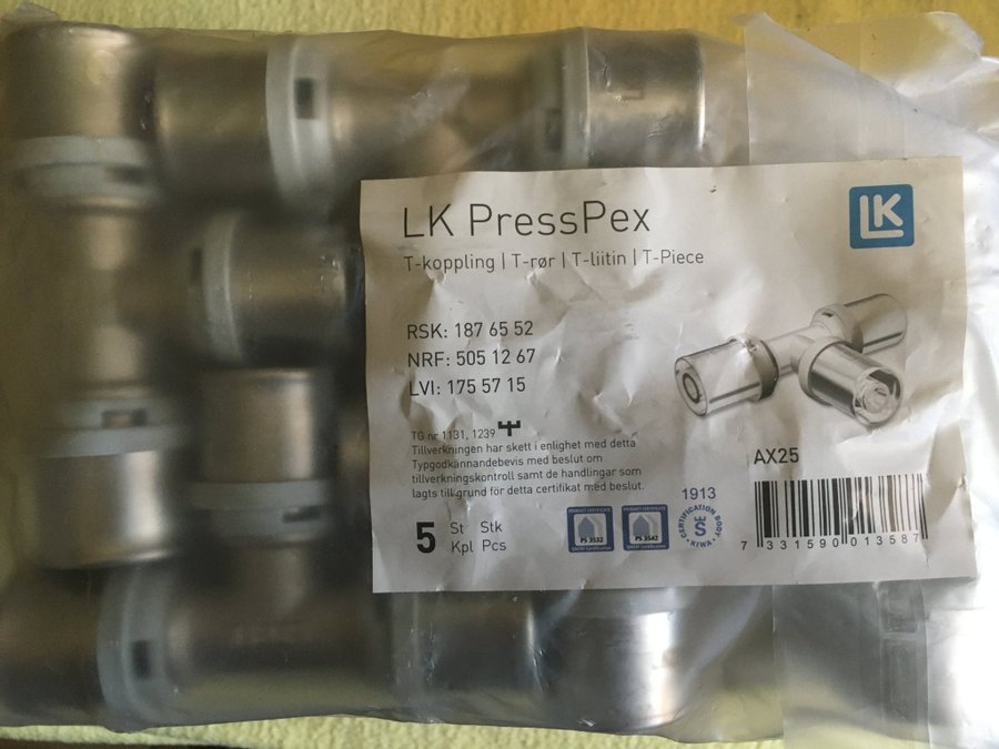 LK PressPex T-koppling AX25  5 Styck