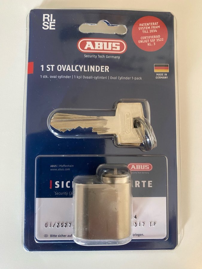 ABUS Cylinder/Låscylinder oval Zolit, 3 st. nycklar